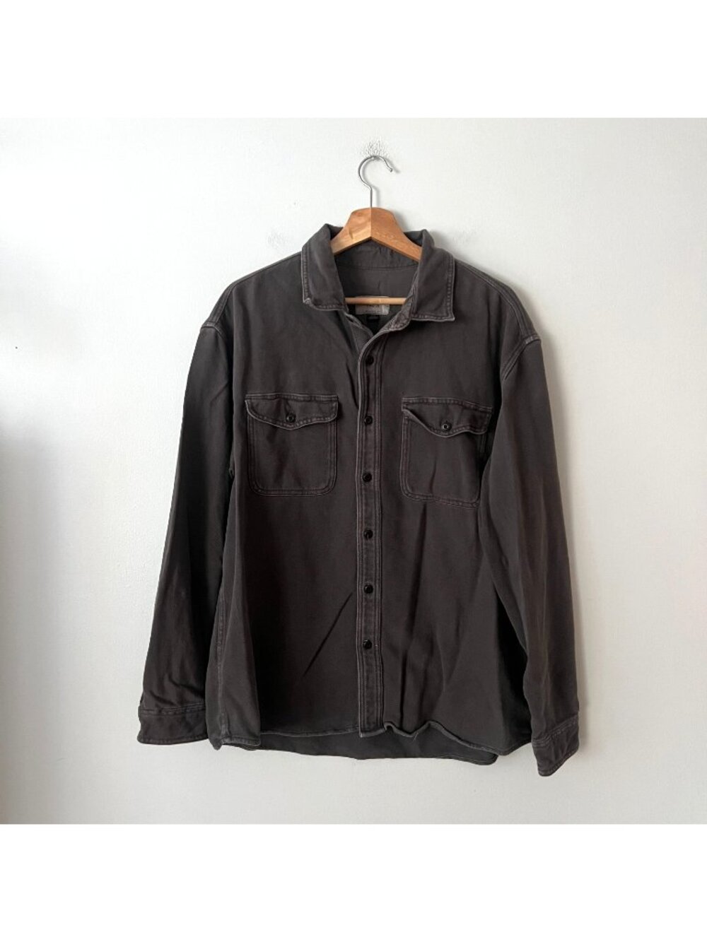 American Eagle Gray Flannel Button Up Shirt Jacket Men's Size Large